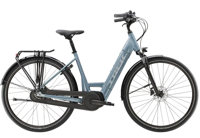 Trek District+ 3 Lowstep 400wh Electric Hybrid Bike 2023 in Battleship Blue